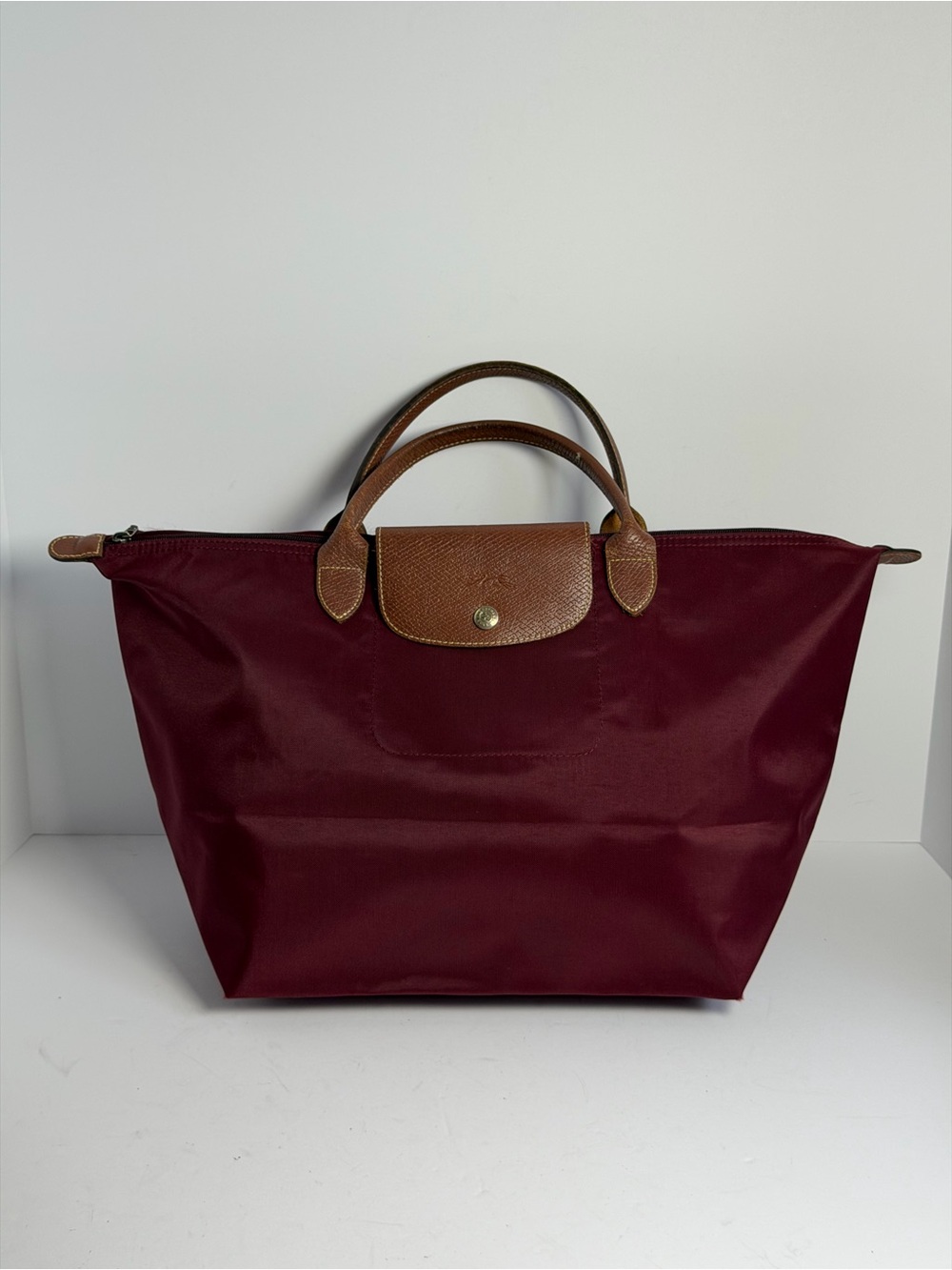 Longchamp Le Pliage Burgundy Nylon Handbag